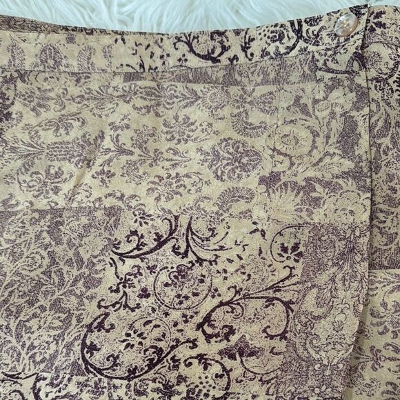 Talbots Elegant Brown Patterned Silk Midi Skirt Size 14 - Picture 9 of 11